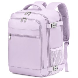 KLOSTAIN Hand Luggage Backpack for Ryanair Easyjet Hand Luggage Laptop Backpack Airplane Travel Backpack Bag for Men and Women, Light purple