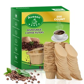 Aussen Disposable Coffee Paper Filters Replacement Kerig Filter Fit All Keurig Single Serve Filter Brands Compatible with Reusable Single Serve Pods Keurig Coffee Maker (Natural with Lid, 200pcs)