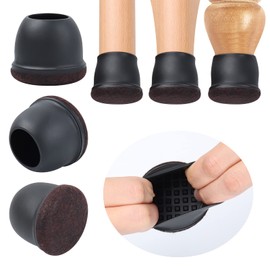 Ezprotekt 8 Pcs Extra Large Chair Leg Protectors with Felt, Silicone Felt Furniture Pads, Floor Protectors for Chair, Bar Stools Leg Protectors Caps, Table Leg Cups Covers (XL Fit: 1.4"-1.65", Black)