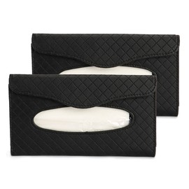 2 Pack Car Visor Tissue Holder - Sun Visor Napkin Holder Backseat Tissue Case, Premium Leather Tissue Box Car Tissue Holder for Car Sun Visor & Seat Back (Black)