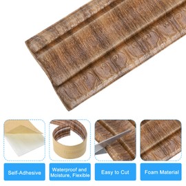 uxcell Flexible Wall Molding Trim, 1pcs 8Ft x 4 in Flexible Baseboard Molding Trim, Self Adhesive Wall Border Foam Molding Trim for Home, Office, and Hotel DIY Decoration, Brown