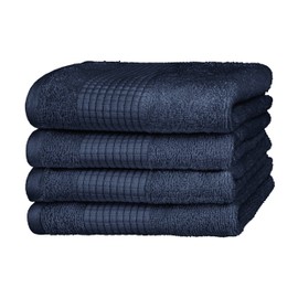 Merana Hand Towel Set, Absorbent, Soft and Lint-, Terry Towelling Guest Towel, Quality Made of Heavy Organic Cotton, 590 GSM (Pacific Blue, 4 x Guest Towels (30 x 50 cm)