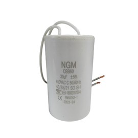 30UF MFD CBB60 Motor Run Capacitor 450VAC Volts Round Cylinder 2 Wires, Metallized Polypropylene Film Capacitor for Motor Run, Air Conditioners, Washing Machines and Water Pumps