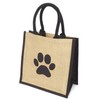 Medium Jute Black Trim Dog Paw Shopping Bag - 30