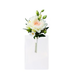 hhdatc 20 PCS Pocket Boutonniere Holders Plastic Square Flower Sleeves for Groom Groomsmen Prom Homecoming Jacket Chest Pocket, No Holes Needed (Flowers Not Included)