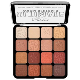 NYX Professional Make-Up Eye Shadow Palette with 16 Shades, Intense and Long-Lasting Finish, Vegan Formula without Ingredients of Animal Origin, Ultimate Shadow, Shade: Warm Neutrals