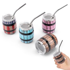 Funny Shot Glasses Set with Straw 3 oz, Wine Barrel Shaped Novelty Mini Shot Glasses, Ideal White Elephant Gift for Shot Fun, Parties, Funny Gifts for Adults, 4 Pack