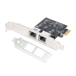QINIYEK 2.5Gbase-T PCIE NIC with Realtek RTL8125 Chip, Dual RJ45 Port 2500/1000/100Mbps Network Adapter, PCIe X1, Ethernet Card for Windows/Windows Server/Linux