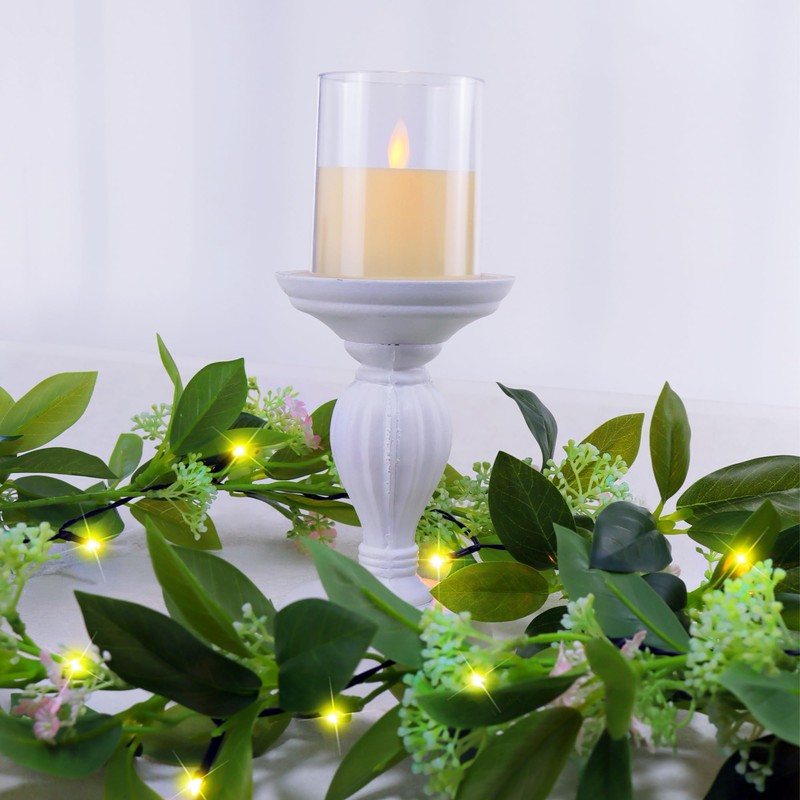 Greenery Garland for Mantle with Lights – Battery Operated Vine
