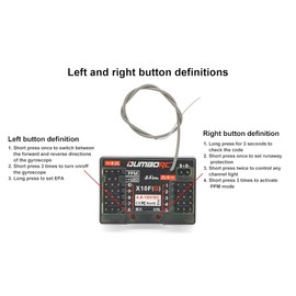 DUMBORC X10FG RC Receiver Built-in Gyro Voltage Return10 Channel Receiver for X10P DDF-350 /DDF-350 RC Transmitter Cars Boats Tanks