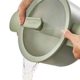 BergHOFF Balance Non-stick Ceramic Stockpot 10", 4.6qt. with Multifunctional Glass Lid, Recycled Aluminum, CeraGreen Non-toxic Coating, Stay-cool Handle, Induction Pan, For Stew Soup Steam, Sage