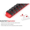TEKTON 1/2 Inch Drive 3-Rail Socket Organizer Set, Red (45-Tool)