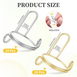 20Pcs Wudu Nail Rings, Adjustable Fingernail Rings with Adhesive Nail Tabs No Glue for Women Fingernail Art Decoration,Reusable Detachable Women Gifts Kits for Beginners (Gold & Silver-20Pcs)