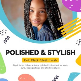 HOYOLS 207Pcs Black Hair Beading Tool Kit, 6 Hair Beader Tools, Rat Tail Comb & 200 Rubber Bands, Braiding Styling Accessories for Women Girls Teens, 