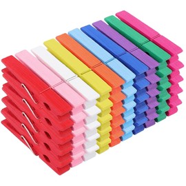 50 PCS Colorful Wooden Clothespins, 10 Colored Clothespins for Crafts, 2.9 inch Clothing Pins for Clip Pictures Photos Decorative, Classroom, Hanging Clothes - Small Colorful Wood Decoration