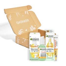 Garnier SkinActive Vitamin C Glow Booster Set with Anti-Fatigue Eye Care and Serum Cream, for Radiant and Even Skin and to Reduce Fatigue Signs