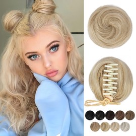 BOGSEA Space Buns Hair Pieces,2PCS Mini Claw Clip in Hair Bun Princess Leia Buns Hair Extension Updo Hairpieces for Women Girls (18/613)