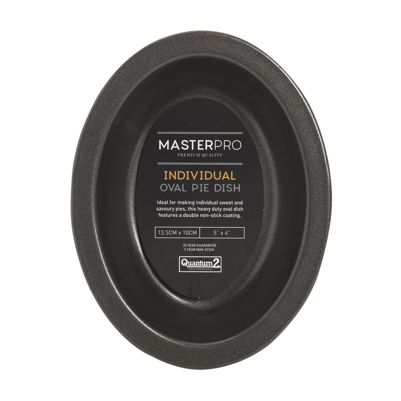 MASTERPRO MPHB74 Oval Pie Dish, Carbon Steel/Black