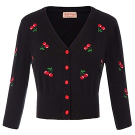 Belle Poque BP000609 Women's 3/4 Sleeve Bolero Festive Cardigan Cherry Bolero Jacket Shoulder Jacket, Bp609-101