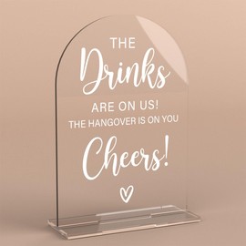 Acrylic Wedding Sign, Bridal Shower Decorations, The Drinks Sign for Ceremony, Modern Font Table Signs, Acrylic Table Top Signs for Wedding Reception and Event Party (Clear)