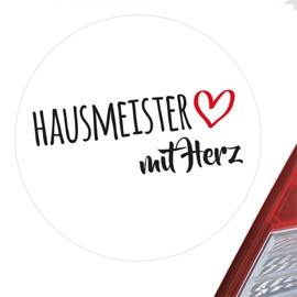 huuraa Aufkleber Hausmeister mit Herz Sticker 10cm mit Motiv für die tollsten Menschen Geschenk Idee für Freunde und Familie