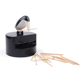 RSVP International Willie Woodpicker Toothpick Holder, Woodpecker, 100 Count,Plastic, Black & White