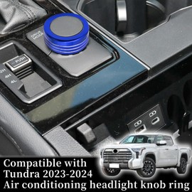 Bilisin Center Console Drive Mode Knob Button Cover Compatible with Toyota Tundra 2023 2024 Accessories, Aluminum Alloy Rear View Mirror Ring Trim Decoration (2PCS Blue)
