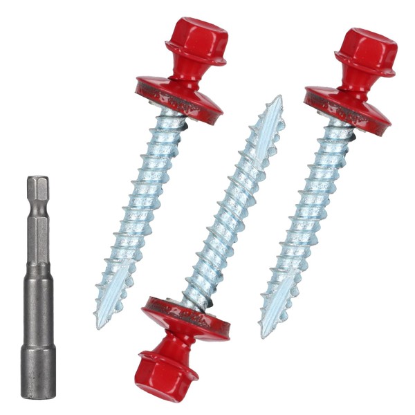 Metal Roofing Screws 10 x 1-1/2 inch, Red Hex Head
