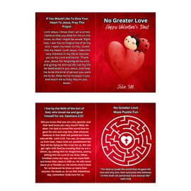 100 Christian Valentine Gospel Tracts for Kids – Ladybug Design with Bible Verses – John 3:16, Galatians 2:20 – Religious Valentine's Day Cards for Church, Sunday School, Outreach