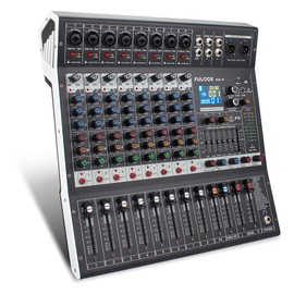 FULODE 8-Channel Professional Audio Mixer Sound Board Console 99 Bit DSP Digital Processor w/USB Bluetooth MP3 for PC Recording Input, XLR Microphone Jack, 48V Power, RCA Input/Output, DJ Mixer