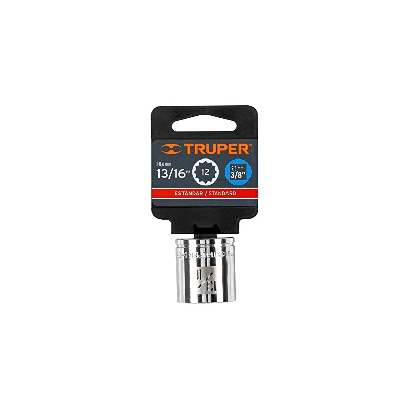 Truper D-3826, Dado de 12 puntas std, 13/16", cuadro 3/8"
