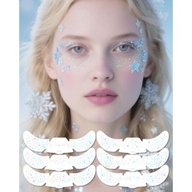 6 Pcs Glitter Freckles Face Tattoo, Holographic Multichrome Waterproof Face and Body Glitter Tattoo for Women, Sparkle freckles Temporary Tattoos Stickers Makeup Accessories for Festival Rave, Set A