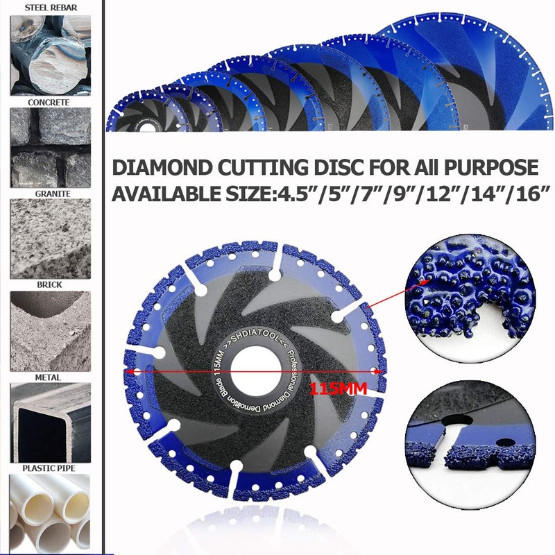 5“/125mm Diamond Cut Off Wheels for Metal Dark Blue Demolition/Rescue