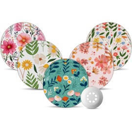 Libre 3 Sensor Covers Waterproof, Amolyfe 10 Pack Freestyle Libre 3 Plus Covers, Bump-Proof with Hard Cap, Breathable Latex Free Glucose Sensor CGM Adhesive Patches, 14-Day CGM Protection (G.Flower)