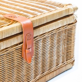 The Basket Lady Covered Wicker Storage Basket Nested Set of 2 Sandstone