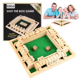 Shut The Box Game, Wooden Board Game, 4 Players, Wooden Dice Game, Toy Hummingbird Game, Folding Board Game, Family Travel Games, Pub Games