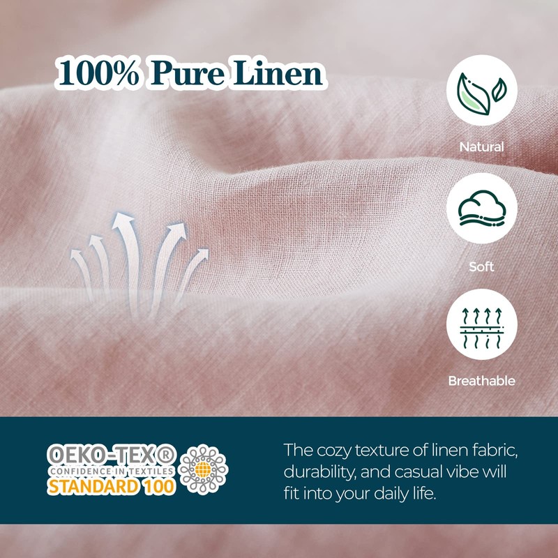 Simple&Opulence Body Pillow Cover 20" x 54",100% Pure Linen, Ultra