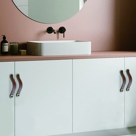 SYDARSYN Pack of 4 Leather Handles, Furniture Handles, Antique Cupboard Handle, Door Handle, Handmade Leather Drawer Handle, Chest of Drawers, Cabinet Knobs, Furniture Kitchen Pulls Knobs, 96 mm