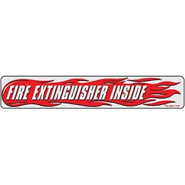 Fire Extinguisher Inside with Flames Truck Decals - Fire Extinguisher Decal - Gray Background