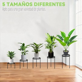 Paquete de 5 Soportes Para Plantas De Metal, Soporte para Macetas para Exteriores y Interiores, Soporte Redondo Para Exhibir Estante para Plantas en Niveles