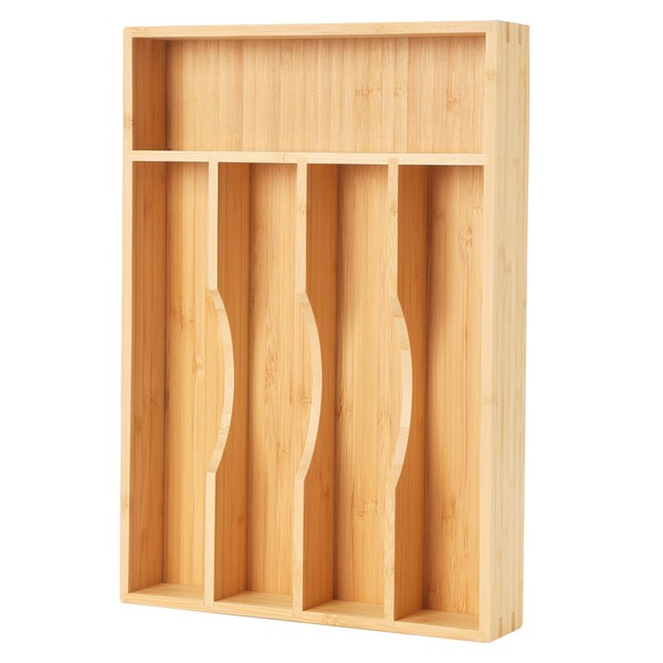 Upassion Bamboo Kitchen Drawer Organizer, 9 Inch Silverware Utensil Holder