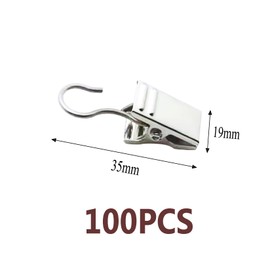 100PCS Stainless Steel Metal Clips Silver with Hook for Curtain, Photos, Art Craft Hanger Hanging Clips Home Decoration