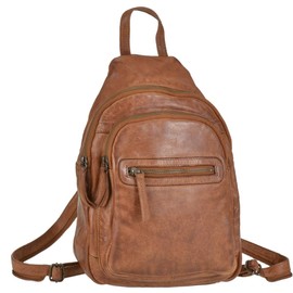 Bear Design CowLavato Women's Leather Cognac City Backpack Daypack, brown, Rucksack