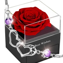 SWEETIME Eternal Real Rose, Eternal Flowers, Infinity Roses Gift Box, Romantic Preserved Flower for Women, Wife, Mother's Day, Valentine's Day, Birthday, Engagement, Wedding Anniversary, Anniversary