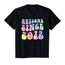 7 Year Old Awesome Since 2018 Tie Dye Flowers 7th Birthday T-Shirt