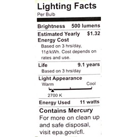 everyday living Compact Fluorescent Globe Soft White 11 watt Replaces 40 watt, 500 lumens