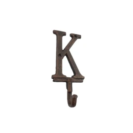 HANDCRAFTED NAUTICAL DÉCOR Rustic Copper Cast Iron Letter K Alphabet Wall Hook 6"