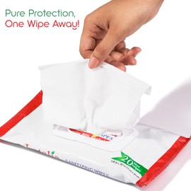 Latalia Hand Wipes Pack of 2| 80% Alcohol Hand Sanitizer Wipes for Hands & Face Moisturizing, Gentle, Convenient and Fragrance Free (20 Counts)