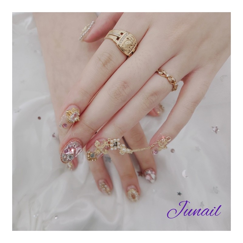  Gold chain handmade nail tip ✨ - Short C
