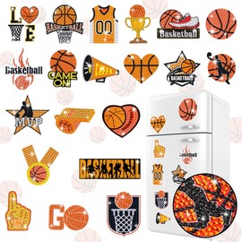Saysurey 20 Pcs Basketball Diamond Painting Magnet Refrigerator Car Decoration DIY Diamond Art Painting Kits for Basketball Party Supplies Basketball Themed Party Exchange Gifts